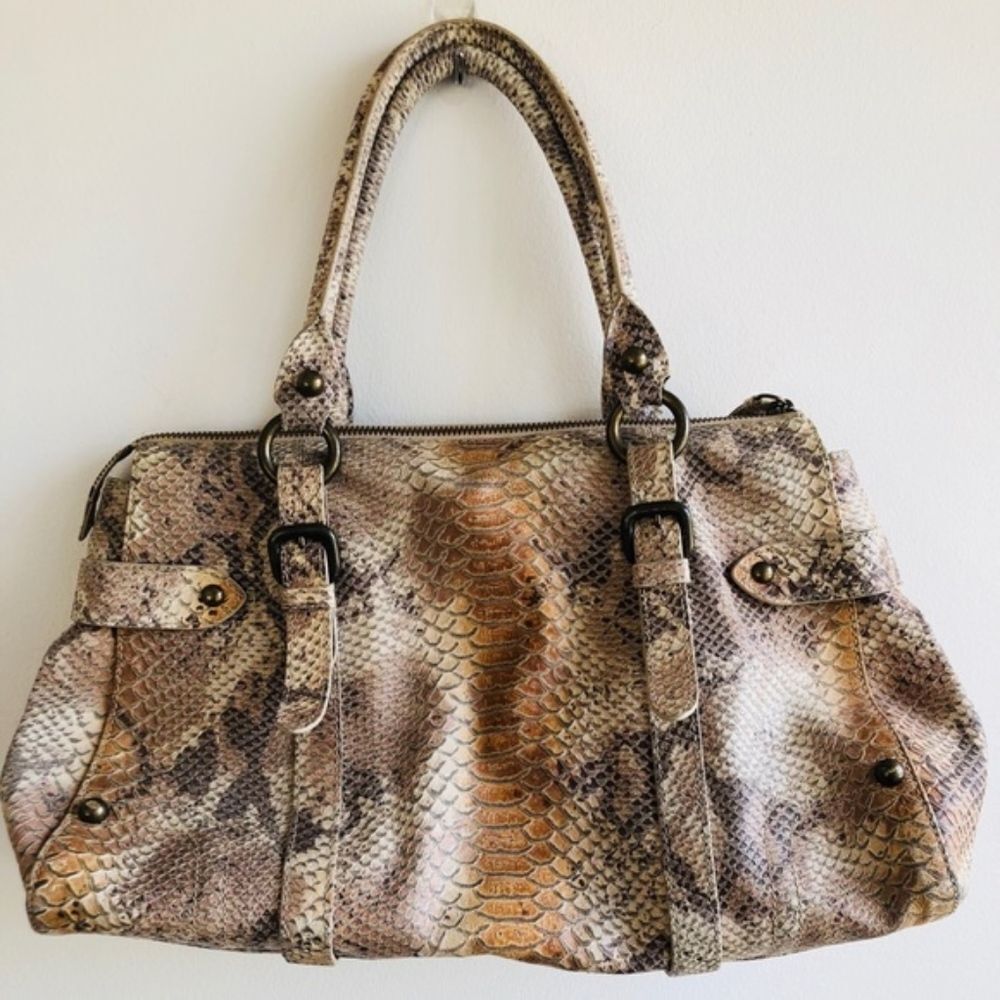 Forth And Towne 100% Leather Python Embossed Bag - image 1